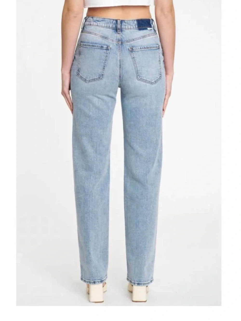 Daze 90s inspired Minimalist High Rise Straight Leg Light Wash Relaxed Denim